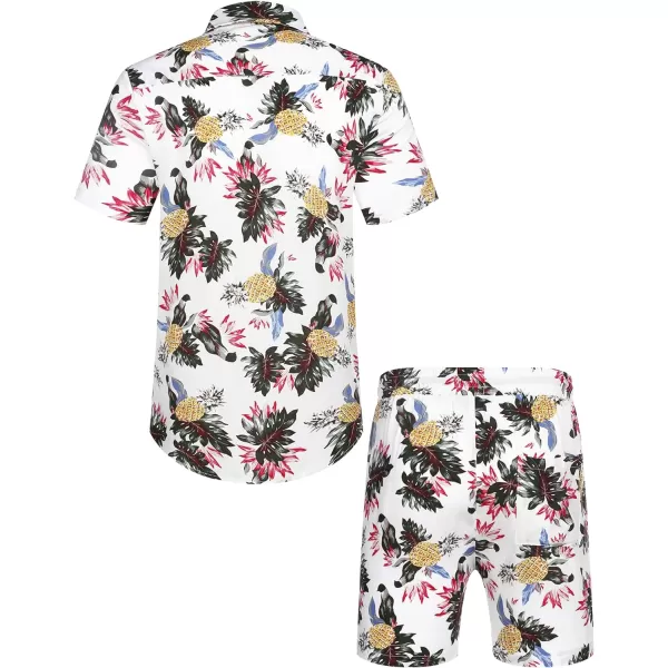 COOFANDY Men's Hawaiian Matching Set Summer Beach 2 Piece Outfits Flower Shirts and Shorts