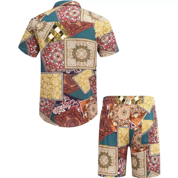 COOFANDY Men's Hawaiian Matching Set Summer Beach 2 Piece Outfits Flower Shirts and Shorts