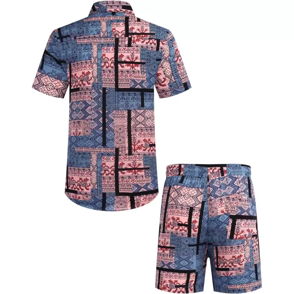 COOFANDY Men's Hawaiian Matching Set Summer Beach 2 Piece Outfits Flower Shirts and Shorts