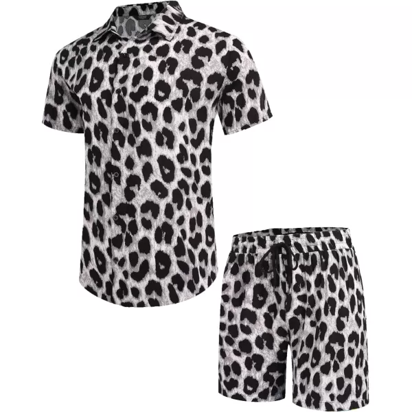 COOFANDY Men's Hawaiian Matching Set Summer Beach 2 Piece Outfits Flower Shirts and Shorts