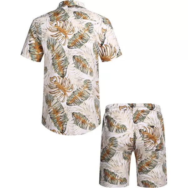 COOFANDY Men's Hawaiian Matching Set Summer Beach 2 Piece Outfits Flower Shirts and Shorts