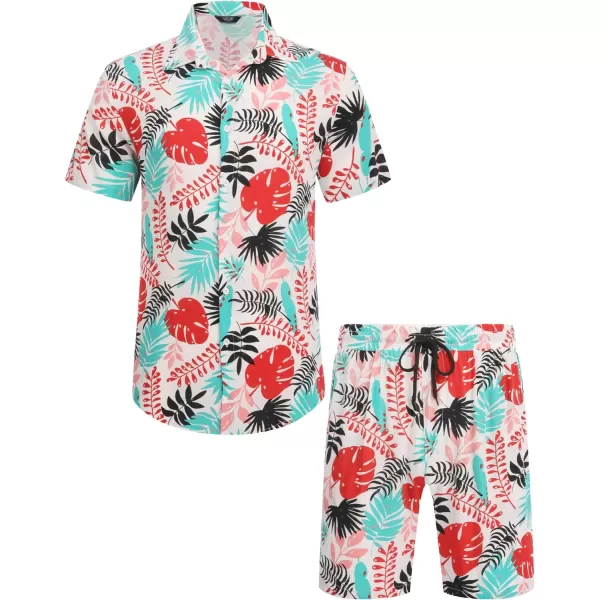 COOFANDY Men's Hawaiian Matching Set Summer Beach 2 Piece Outfits Flower Shirts and Shorts