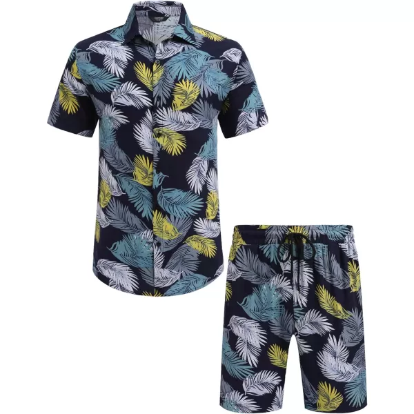 COOFANDY Men's Hawaiian Matching Set Summer Beach 2 Piece Outfits Flower Shirts and Shorts