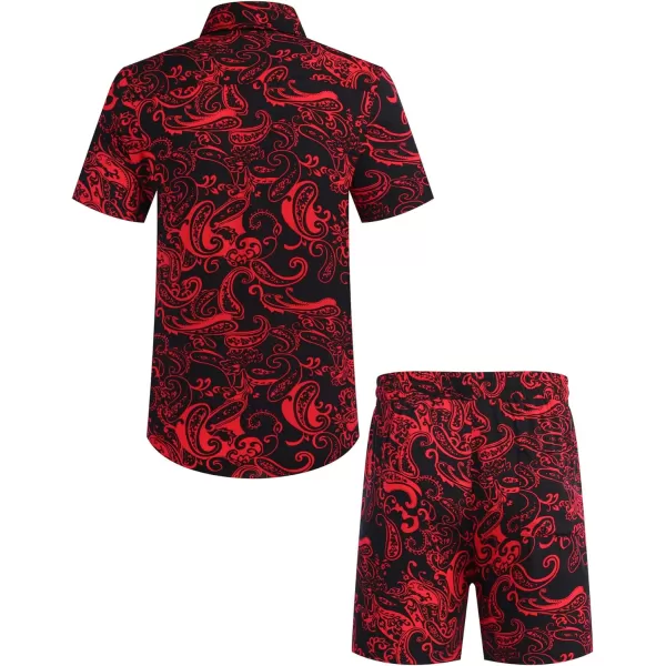 COOFANDY Men's Hawaiian Matching Set Summer Beach 2 Piece Outfits Flower Shirts and Shorts