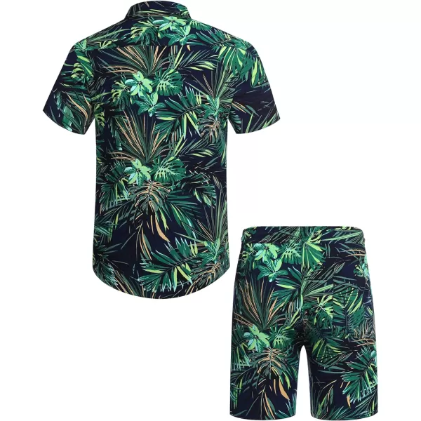 COOFANDY Men's Hawaiian Matching Set Summer Beach 2 Piece Outfits Flower Shirts and Shorts