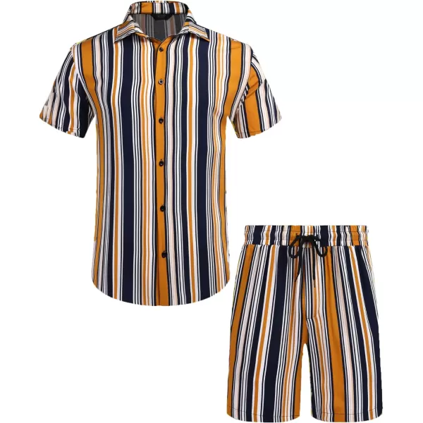 COOFANDY Men's Hawaiian Matching Set Summer Beach 2 Piece Outfits Flower Shirts and Shorts