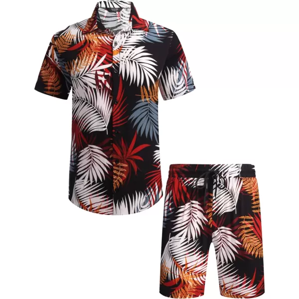 COOFANDY Men's Hawaiian Matching Set Summer Beach 2 Piece Outfits Flower Shirts and Shorts