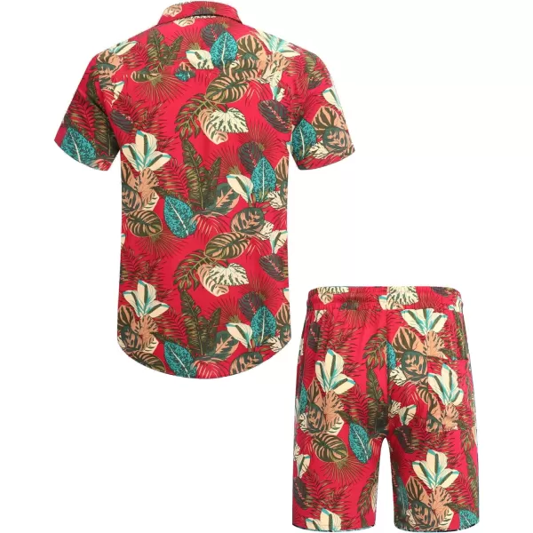 COOFANDY Men's Hawaiian Matching Set Summer Beach 2 Piece Outfits Flower Shirts and Shorts