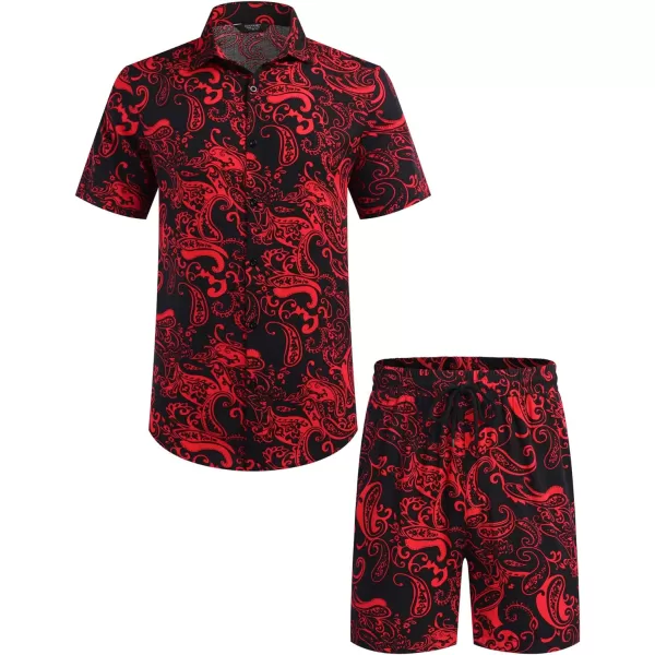 COOFANDY Men's Hawaiian Matching Set Summer Beach 2 Piece Outfits Flower Shirts and Shorts