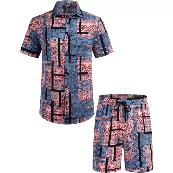 COOFANDY Men's Hawaiian Matching Set Summer Beach 2 Piece Outfits Flower Shirts and Shorts