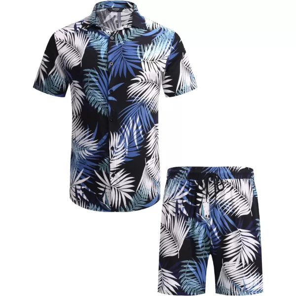 COOFANDY Men's Hawaiian Matching Set Summer Beach 2 Piece Outfits Flower Shirts and Shorts