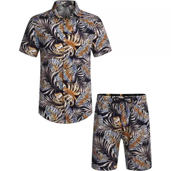 COOFANDY Men's Hawaiian Matching Set Summer Beach 2 Piece Outfits Flower Shirts and Shorts