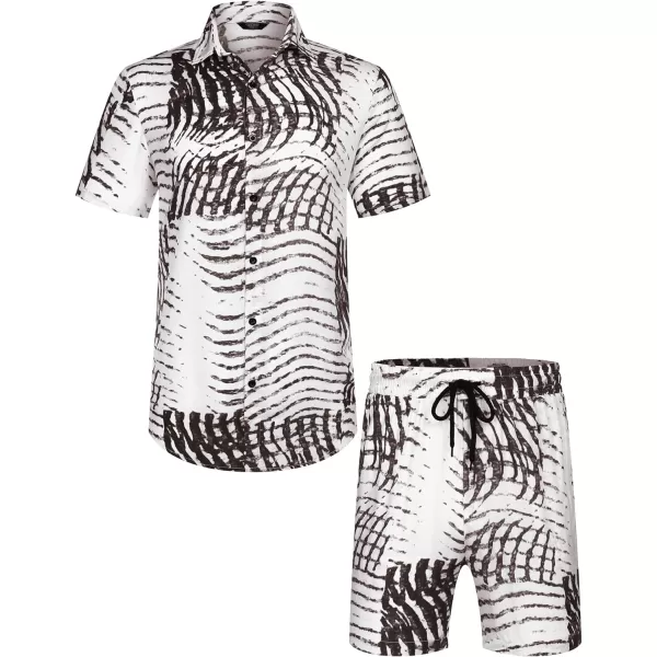 COOFANDY Men's Hawaiian Matching Set Summer Beach 2 Piece Outfits Flower Shirts and Shorts