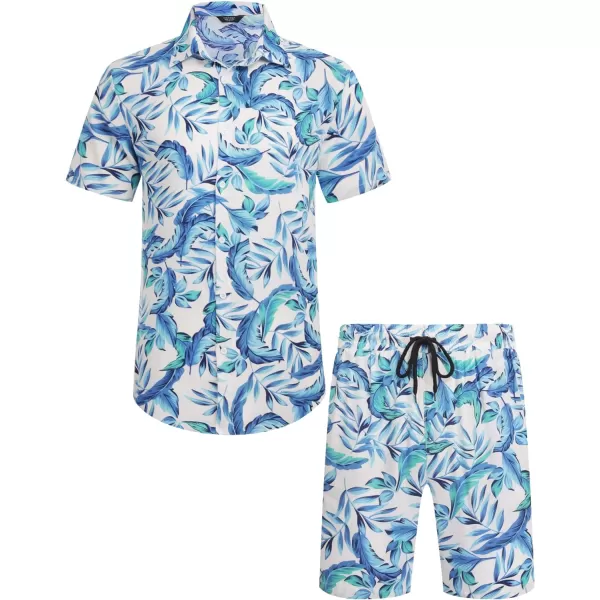 COOFANDY Men's Hawaiian Matching Set Summer Beach 2 Piece Outfits Flower Shirts and Shorts