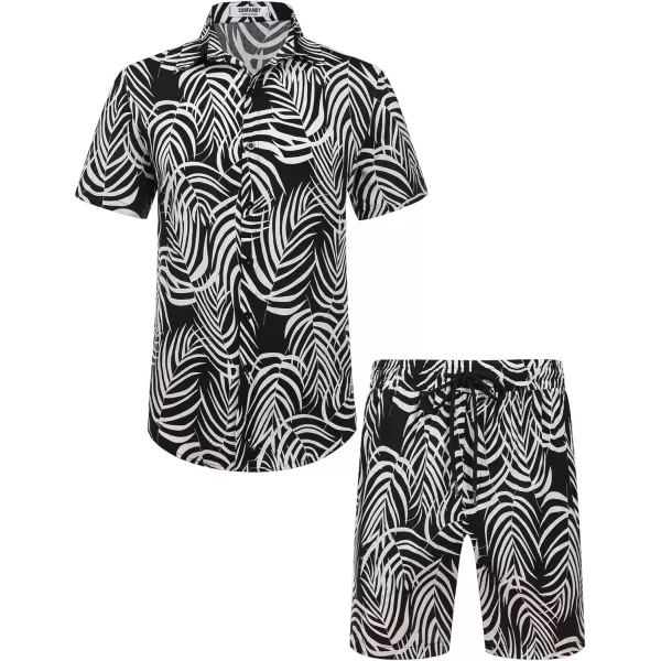 COOFANDY Men's Hawaiian Matching Set Summer Beach 2 Piece Outfits Flower Shirts and Shorts