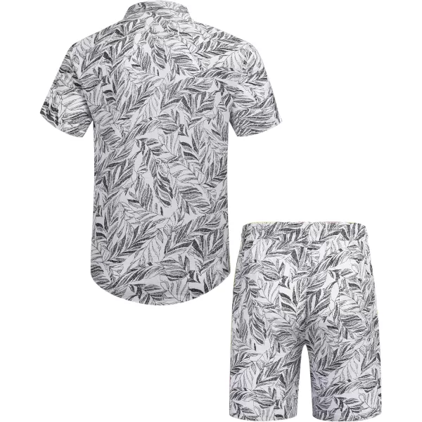 COOFANDY Men's Hawaiian Matching Set Summer Beach 2 Piece Outfits Flower Shirts and Shorts