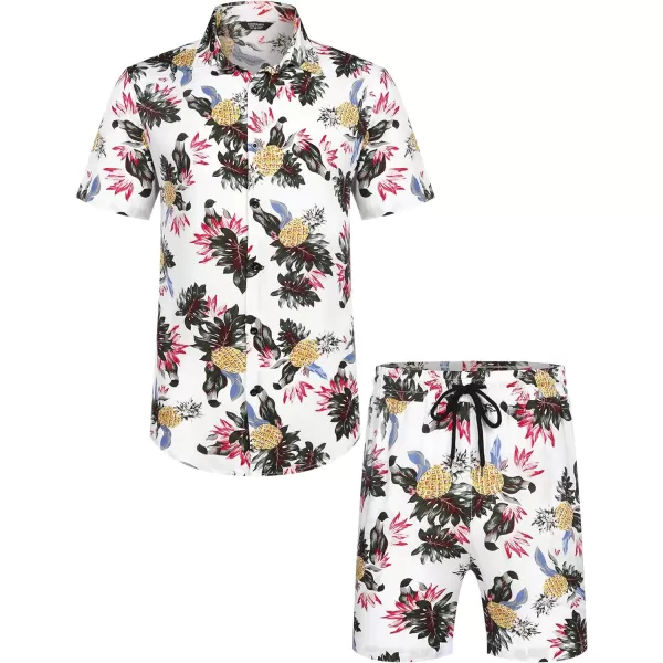 COOFANDY Men's Hawaiian Matching Set Summer Beach 2 Piece Outfits Flower Shirts and Shorts