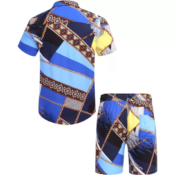 COOFANDY Men's Hawaiian Matching Set Summer Beach 2 Piece Outfits Flower Shirts and Shorts
