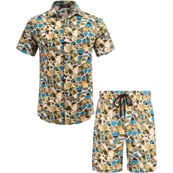 COOFANDY Men's Hawaiian Matching Set Summer Beach 2 Piece Outfits Flower Shirts and Shorts