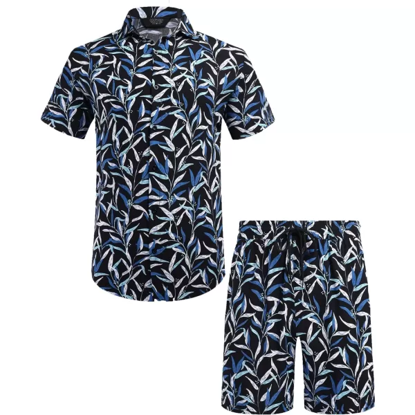 COOFANDY Men's Hawaiian Matching Set Summer Beach 2 Piece Outfits Flower Shirts and Shorts