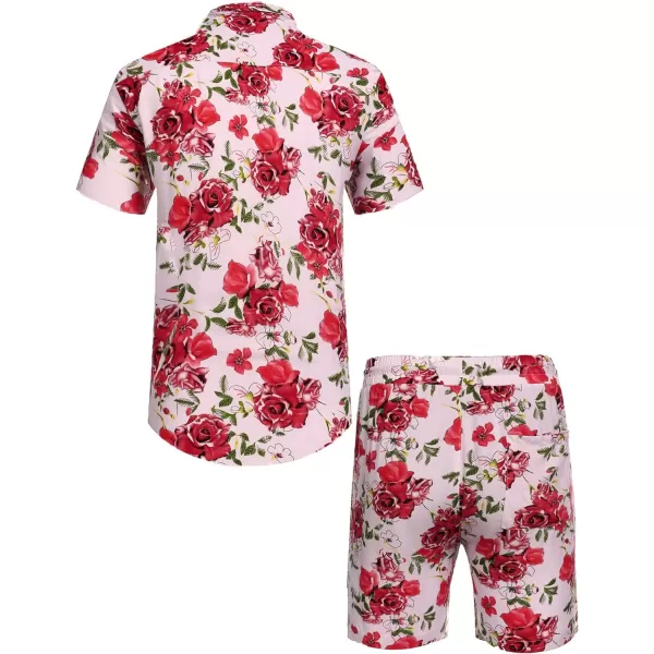 COOFANDY Men's Hawaiian Matching Set Summer Beach 2 Piece Outfits Flower Shirts and Shorts