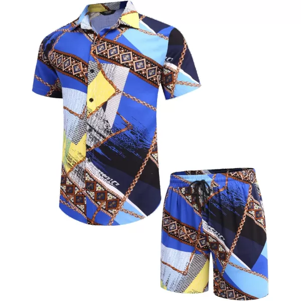 COOFANDY Men's Hawaiian Matching Set Summer Beach 2 Piece Outfits Flower Shirts and Shorts