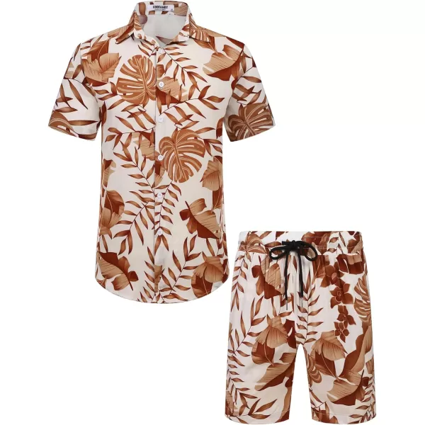 COOFANDY Men's Hawaiian Matching Set Summer Beach 2 Piece Outfits Flower Shirts and Shorts