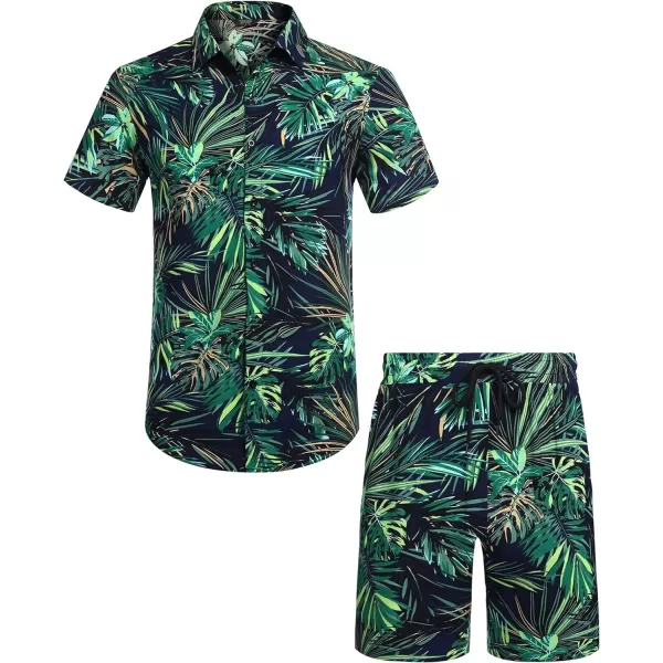 COOFANDY Men's Hawaiian Matching Set Summer Beach 2 Piece Outfits Flower Shirts and Shorts
