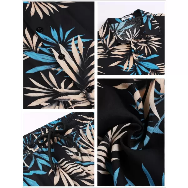 COOFANDY Men's Hawaiian Matching Set Summer Beach 2 Piece Outfits Flower Shirts and Shorts