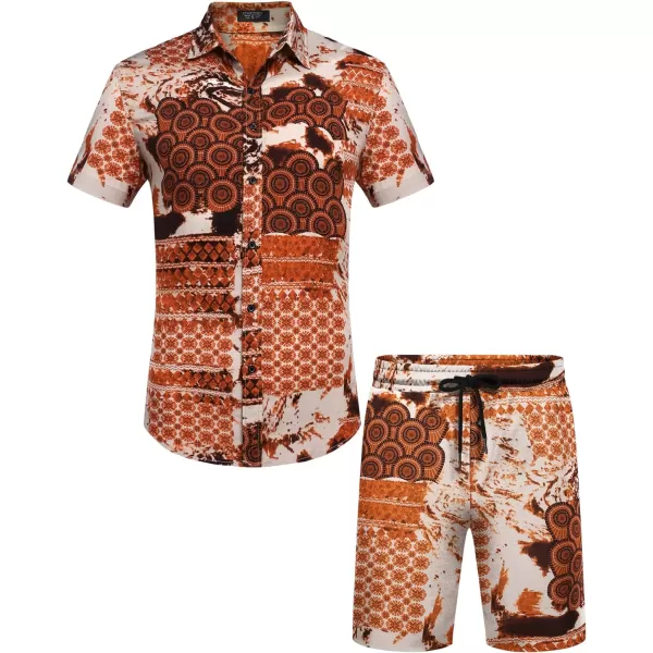 COOFANDY Men's Hawaiian Matching Set Summer Beach 2 Piece Outfits Flower Shirts and Shorts