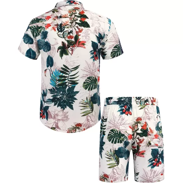 COOFANDY Men's Hawaiian Matching Set Summer Beach 2 Piece Outfits Flower Shirts and Shorts