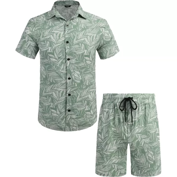 COOFANDY Men's Hawaiian Matching Set Summer Beach 2 Piece Outfits Flower Shirts and Shorts
