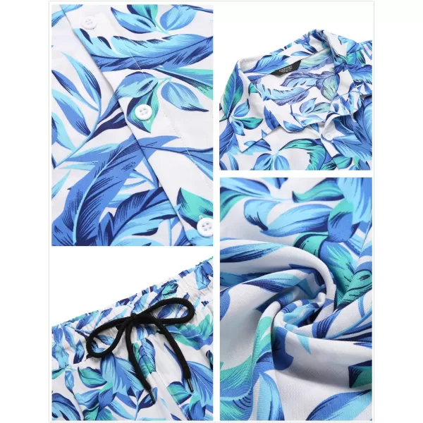 COOFANDY Men's Hawaiian Matching Set Summer Beach 2 Piece Outfits Flower Shirts and Shorts