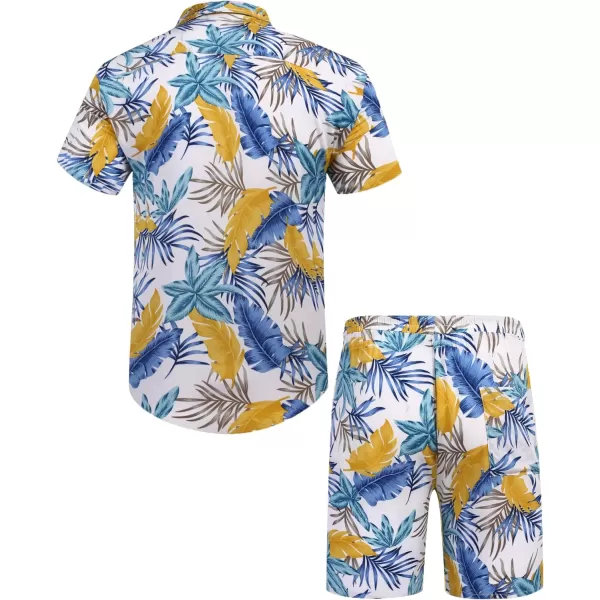 COOFANDY Men's Hawaiian Matching Set Summer Beach 2 Piece Outfits Flower Shirts and Shorts