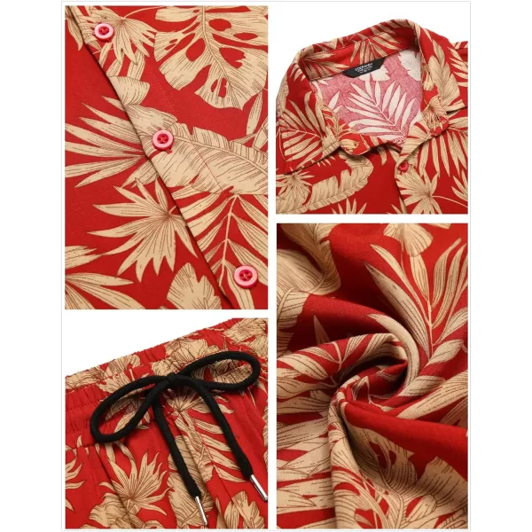 COOFANDY Men's Hawaiian Matching Set Summer Beach 2 Piece Outfits Flower Shirts and Shorts