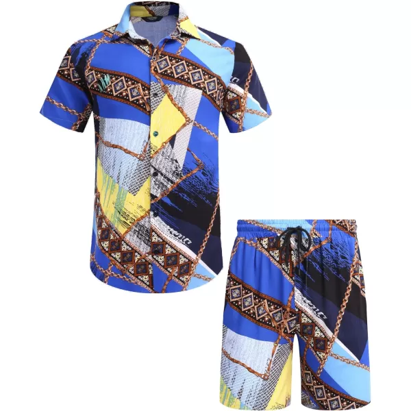 COOFANDY Men's Hawaiian Matching Set Summer Beach 2 Piece Outfits Flower Shirts and Shorts