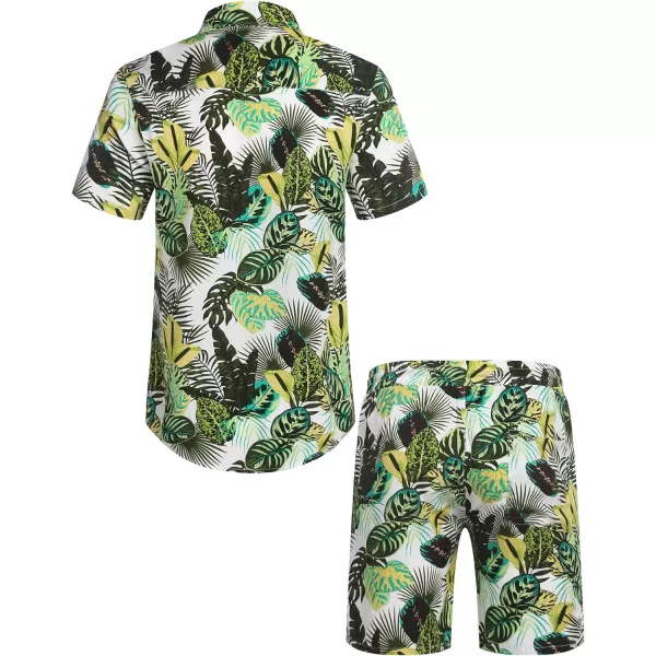 COOFANDY Men's Hawaiian Matching Set Summer Beach 2 Piece Outfits Flower Shirts and Shorts