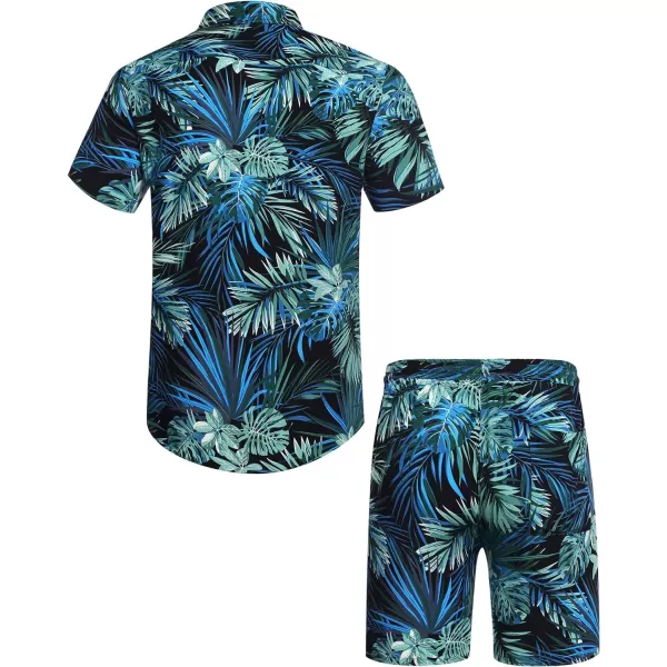 COOFANDY Men's Hawaiian Matching Set Summer Beach 2 Piece Outfits Flower Shirts and Shorts
