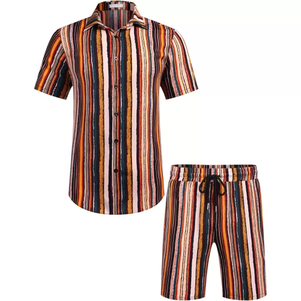 COOFANDY Men's Hawaiian Matching Set Summer Beach 2 Piece Outfits Flower Shirts and Shorts
