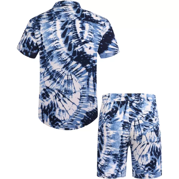 COOFANDY Men's Hawaiian Matching Set Summer Beach 2 Piece Outfits Flower Shirts and Shorts