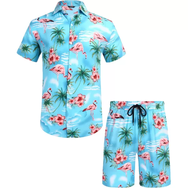 COOFANDY Men's Hawaiian Matching Set Summer Beach 2 Piece Outfits Flower Shirts and Shorts