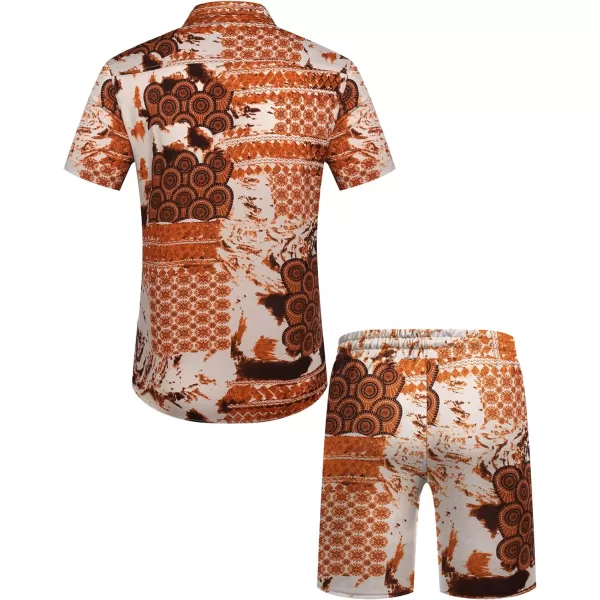COOFANDY Men's Hawaiian Matching Set Summer Beach 2 Piece Outfits Flower Shirts and Shorts
