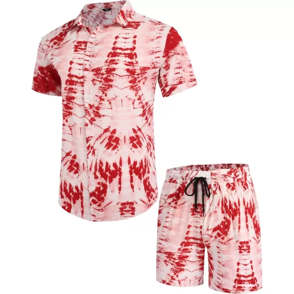 COOFANDY Men's Hawaiian Matching Set Summer Beach 2 Piece Outfits Flower Shirts and Shorts
