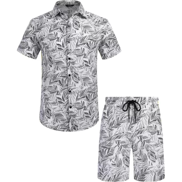COOFANDY Men's Hawaiian Matching Set Summer Beach 2 Piece Outfits Flower Shirts and Shorts
