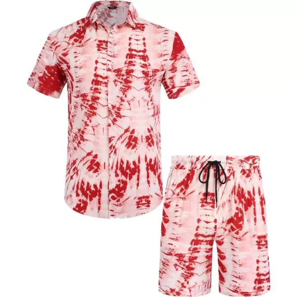COOFANDY Men's Hawaiian Matching Set Summer Beach 2 Piece Outfits Flower Shirts and Shorts