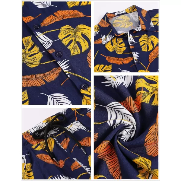 COOFANDY Men's Hawaiian Matching Set Summer Beach 2 Piece Outfits Flower Shirts and Shorts