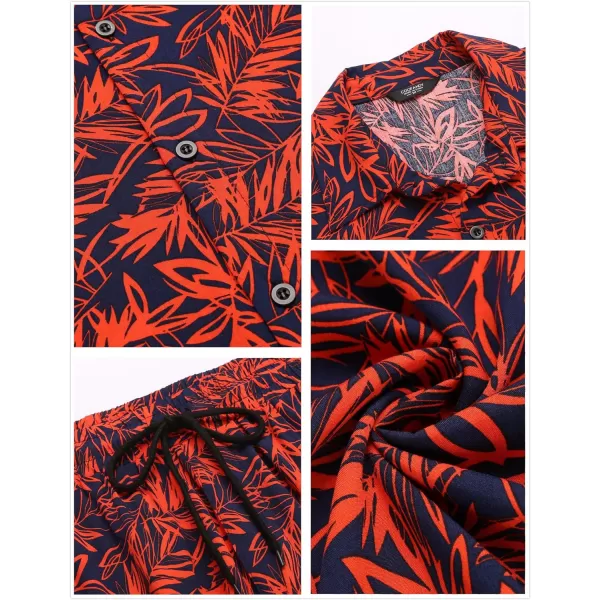 COOFANDY Men's Hawaiian Matching Set Summer Beach 2 Piece Outfits Flower Shirts and Shorts