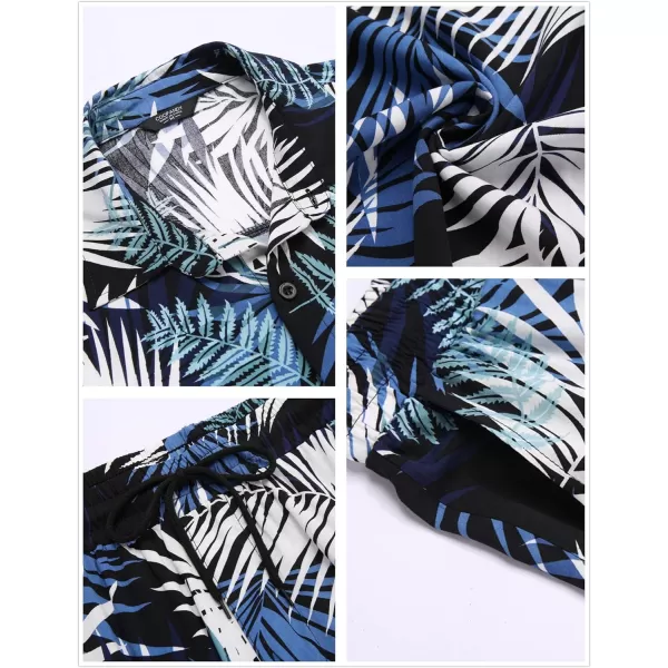 COOFANDY Men's Hawaiian Matching Set Summer Beach 2 Piece Outfits Flower Shirts and Shorts