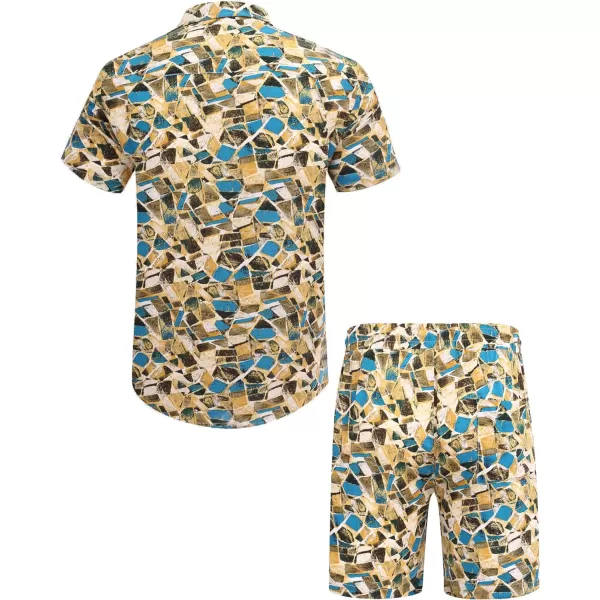 COOFANDY Men's Hawaiian Matching Set Summer Beach 2 Piece Outfits Flower Shirts and Shorts