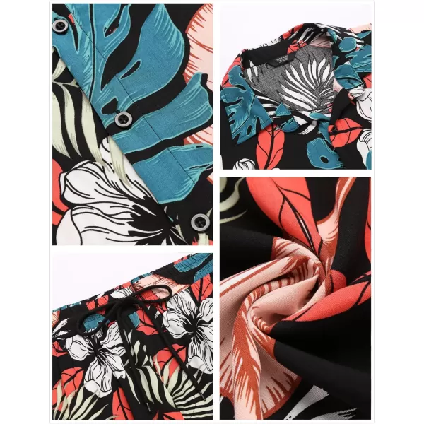 COOFANDY Men's Hawaiian Matching Set Summer Beach 2 Piece Outfits Flower Shirts and Shorts